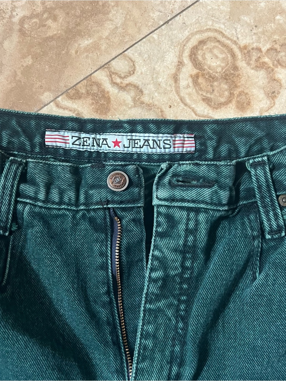Vintage Zena Mom Jeans Women’s Size 12 Forest Green High Rise Tapered‎ Denim 90s